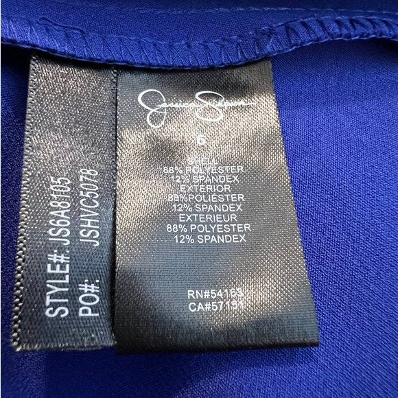 Jessica Simpson Shift Dress Size 6 in Blue with Cap Sleeves and Beaded Neckline - Picture 5 of 6